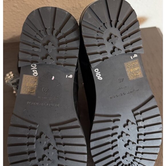 Kurt Geiger 40 / 9 Sutton Bow Rhinestone Embellished Suede Combat Boot Black - Picture 13 of 14